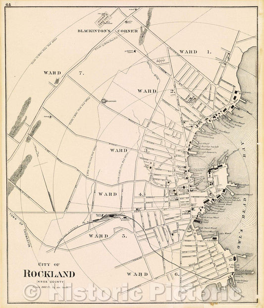 Historic Map : Map of Knox County Maine / Verso City of Rockland (Knox County), c. 1884 , Vintage Wall Art