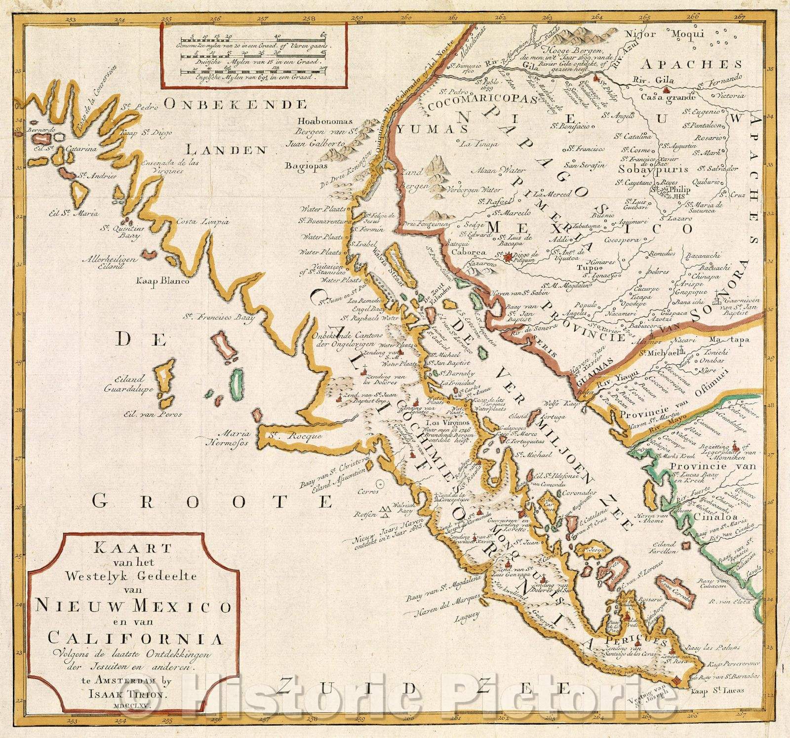 Historic Map : Kaart van het Westelyk Gedeelte van Nieuw Mexico en van California : volgens de taatste ontdekkingen der Jeuiten en anderen, 1765 , Vintage Wall Art