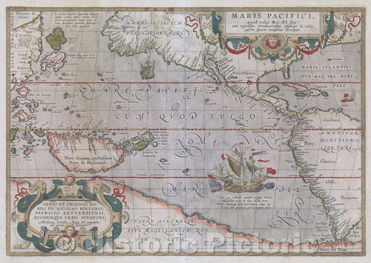 Historic Map : Maris Pacifici (quod vulgo Mar del Zur) : cum regionibus circumiacentibus, insulisque in eodem passim sparsis, novissima descriptio, 1589 , Vintage Wall Art