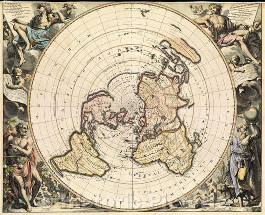 Historic Map : Planisphere terrestre suivant les nouvelles observations des astronomes = Planispherium terrestre secundum recentiores astronomorum, 1696 , Vintage Wall Art