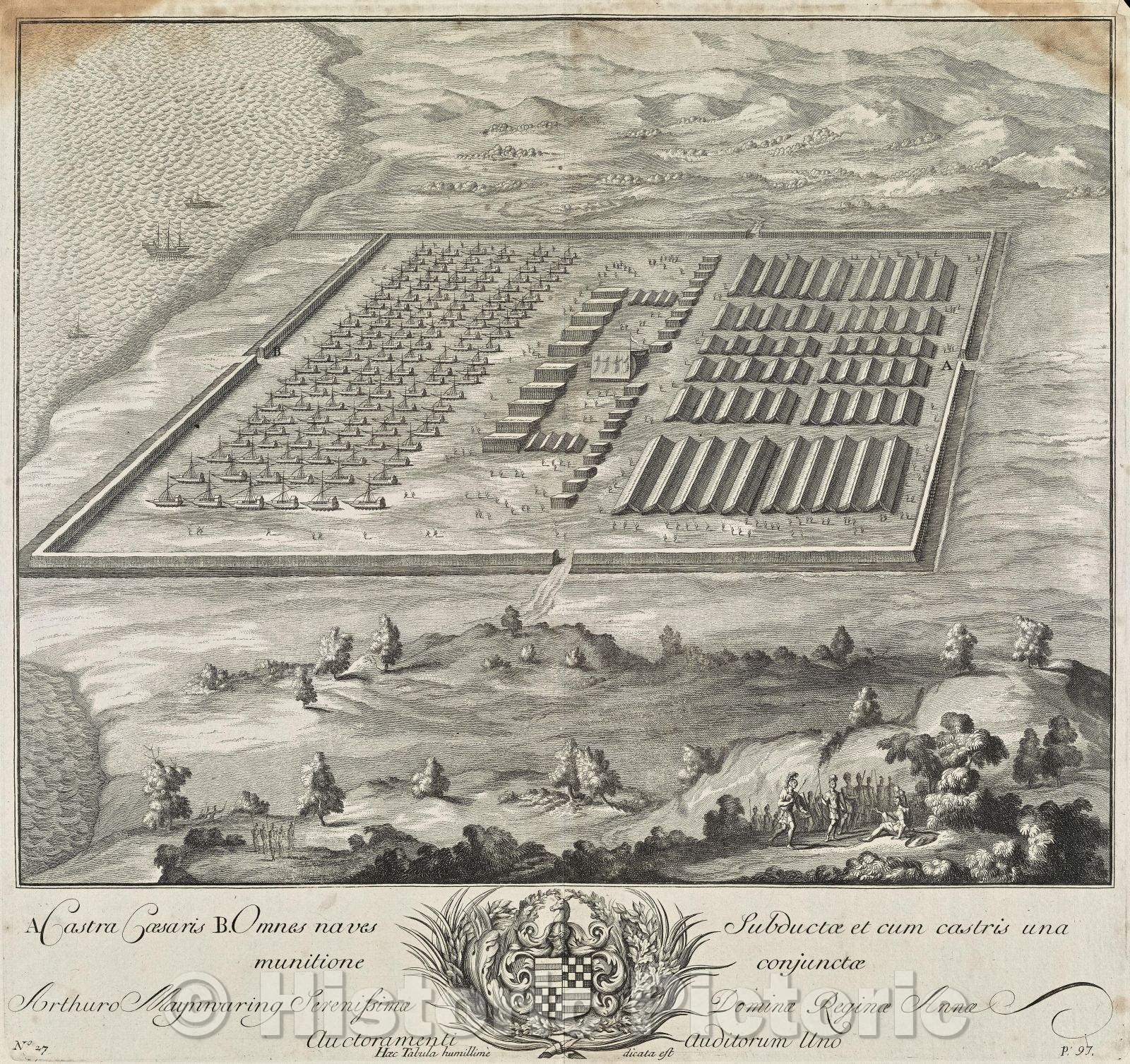 Historic Map : Battle Site Castra Caesar, c. 1700 , Vintage Wall Art