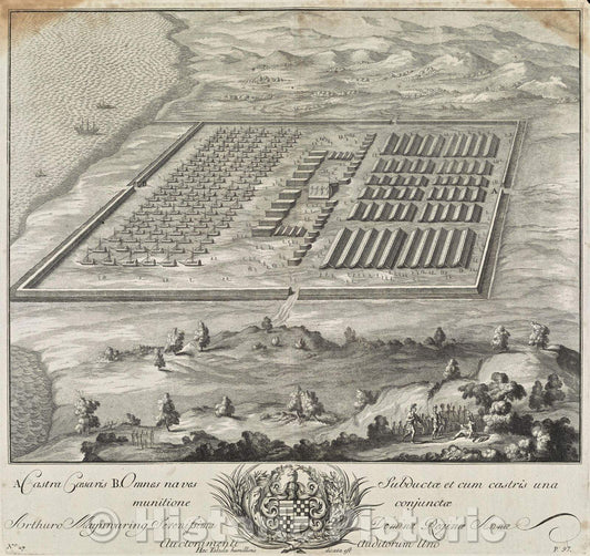 Historic Map : Battle Site Castra Caesar, c. 1700 , Vintage Wall Art