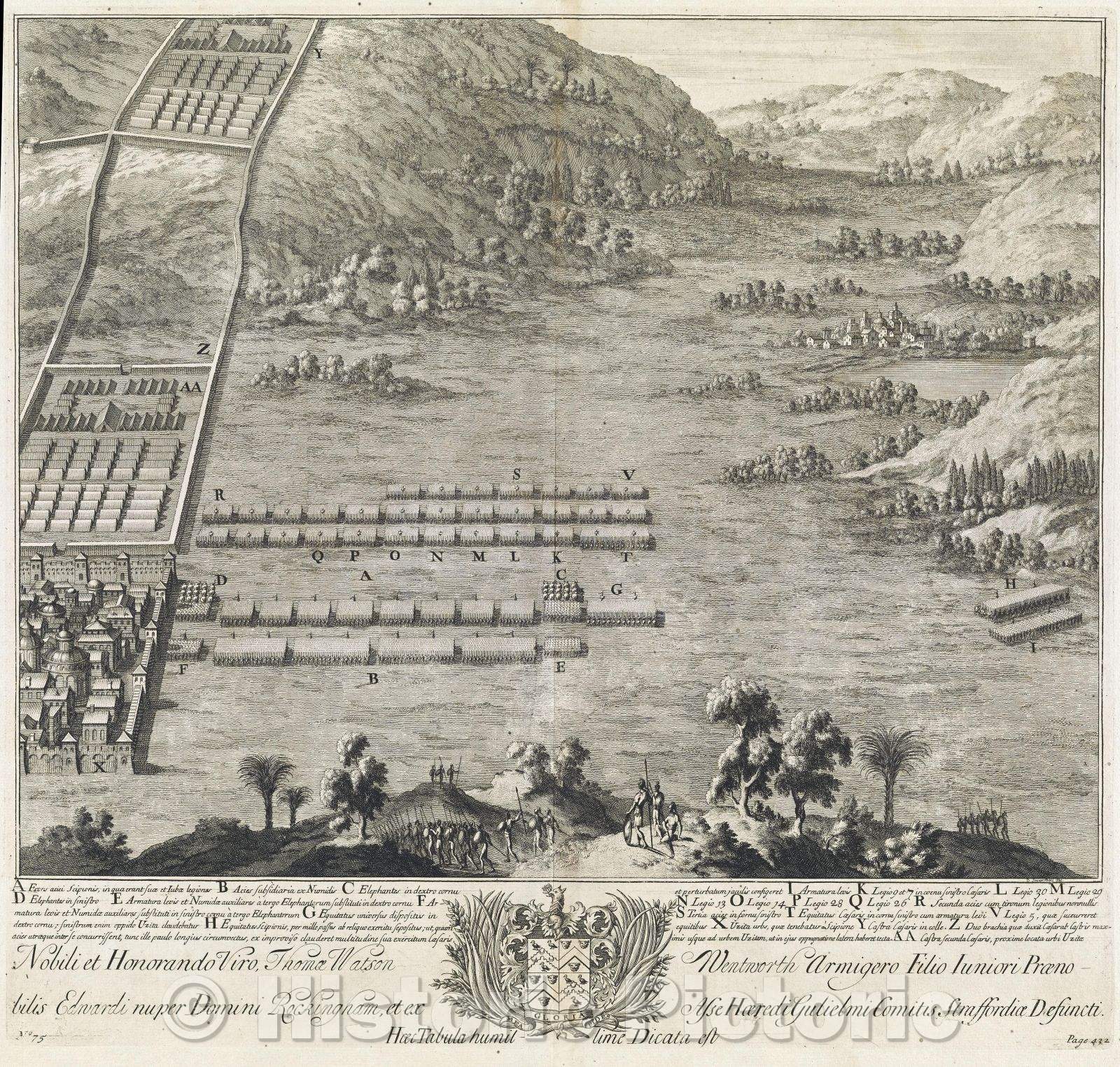Historic Map : Battle Site Map possibly Scipio Battle of Zama, c. 1700 , Vintage Wall Art