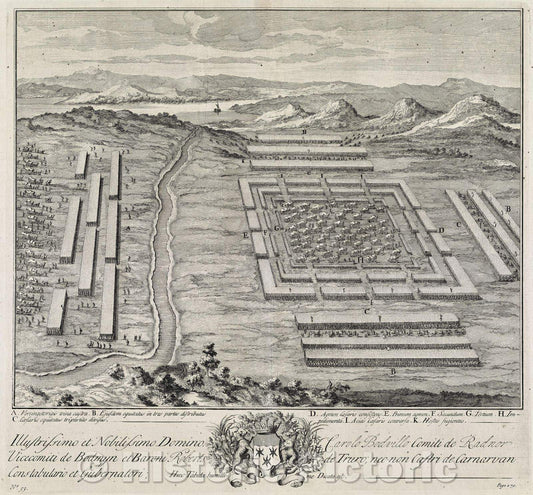 Historic Map : Battle of Luteia, c. 1700 , Vintage Wall Art , v2