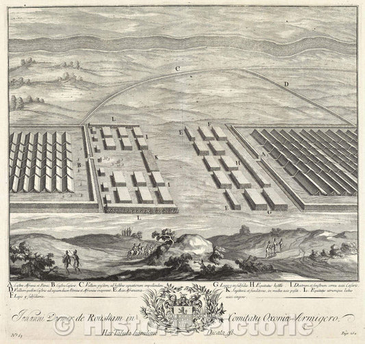 Historic Map : Battle Caesar and Afriani, c. 1700 , Vintage Wall Art