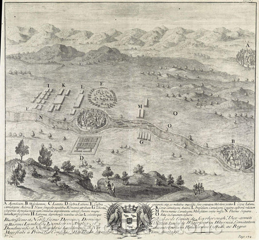 Historic Map : Battle of Luteia, c. 1700 , Vintage Wall Art