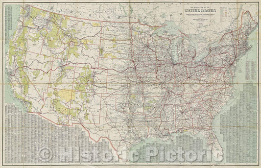 Historic Map : The Official Map of the United States, 1916 , Vintage Wall Art