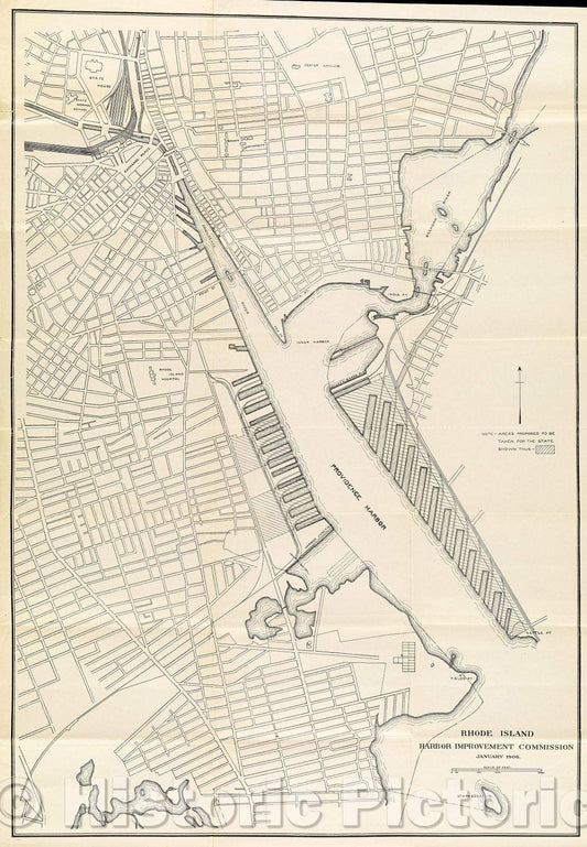 Historic Map : Rhode Island Harbor Improvement Commission, 1906 , Vintage Wall Art