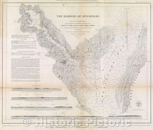 Historic Map : The Harbor at Annapolis, 1846 , Vintage Wall Art
