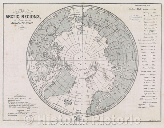 Historic Map : The Arctic Regions from the Admiralty Chart of 1875, Vintage Wall Art
