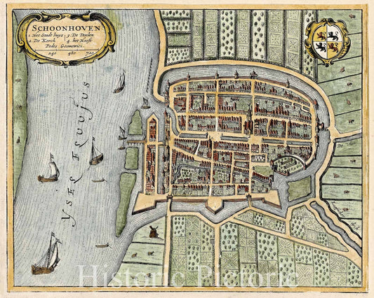 Historic Map : Schoonhoven, Vintage Wall Art