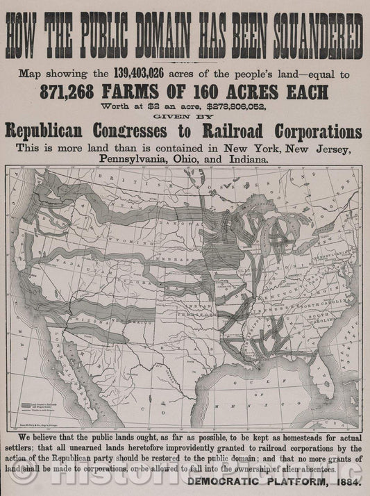 Historic Map : How the Public Domain Has Been Squandered, Vintage Wall Art