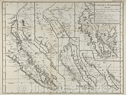 Historic Map : Carte de la Californie, 1774 , Vintage Wall Art , v4