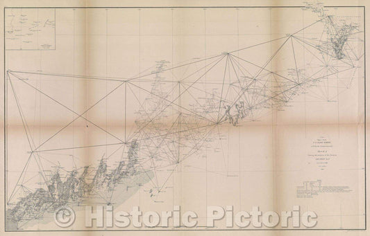 Historic Map : U.S. Coast Survey, A. D. Bache, Sketch A Showing the progress of the Survey in Section no. 1 from 1852-1866, 1866 , Vintage Wall Art