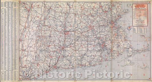Historic Map : Connecticut, Massachusetts, Rhode Island  Socony Mobil Oil Co., Inc., 1957 , Vintage Wall Art