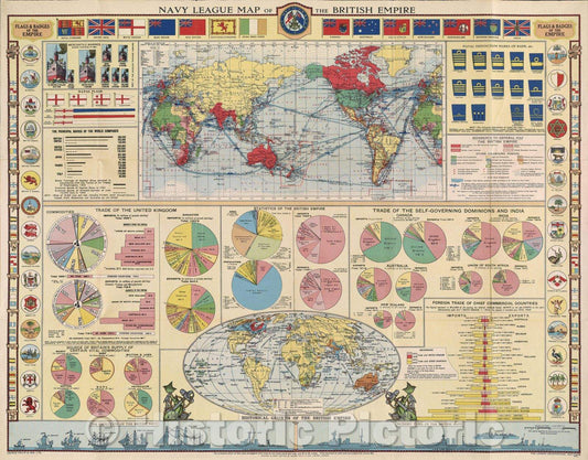 Historic Map : Navy League Map of the British Empire, 1942 , Vintage Wall Art