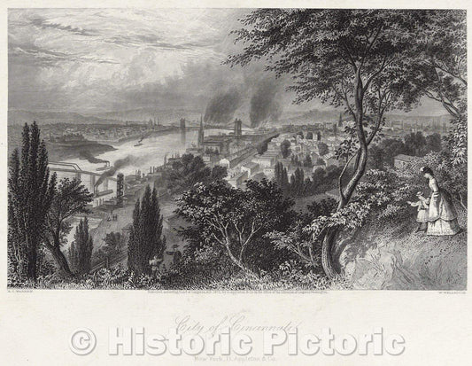 Historic Map : The City of Cincinnati, 1872 , Vintage Wall Art