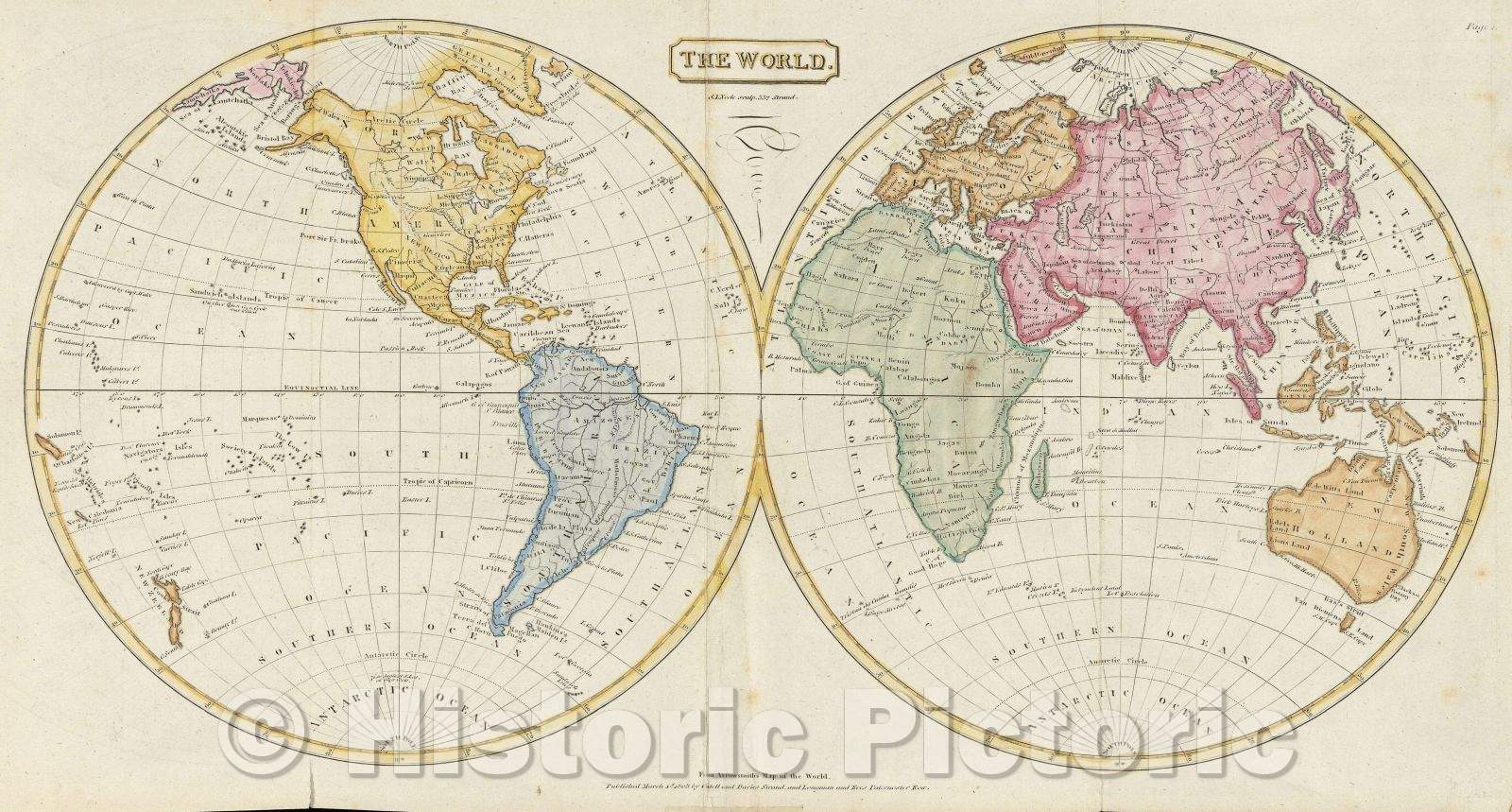 Historic Map : World, 1803 , Vintage Wall Art