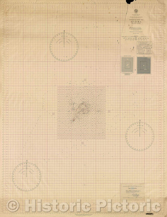 Historic Map : Approaches to Io-Jima (Sulphur sic Island), 1944 , Vintage Wall Art