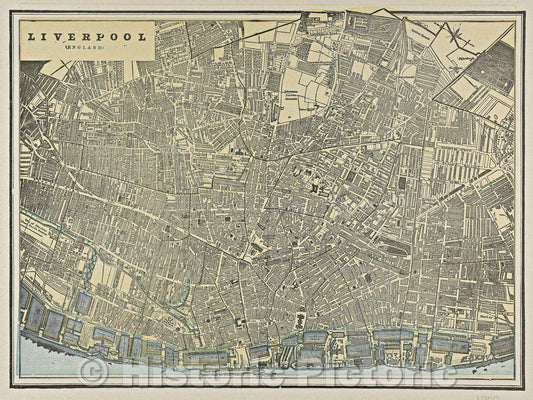 Historic Map : Liverpool (England), 1900 , Vintage Wall Art