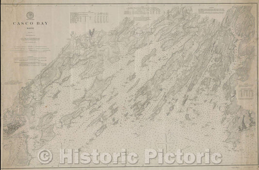 Historic Map : Casco Bay Maine, 1903 , Vintage Wall Art