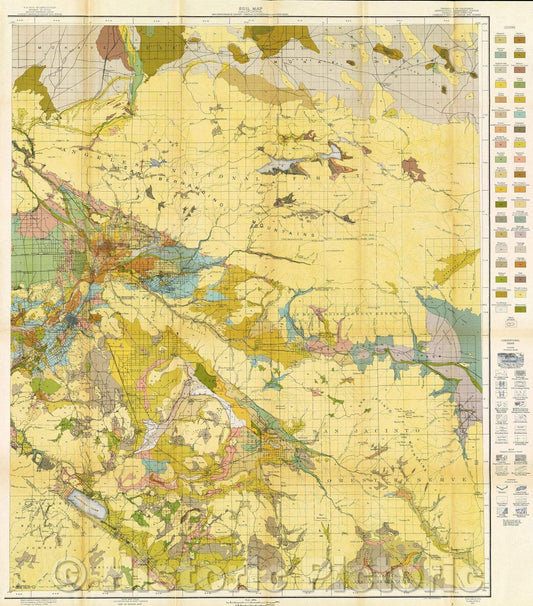 Historic Map : Soil Map California: Reconnoissance Survey, Central Southern Area, Eastern Sheet, 1917 , Vintage Wall Art