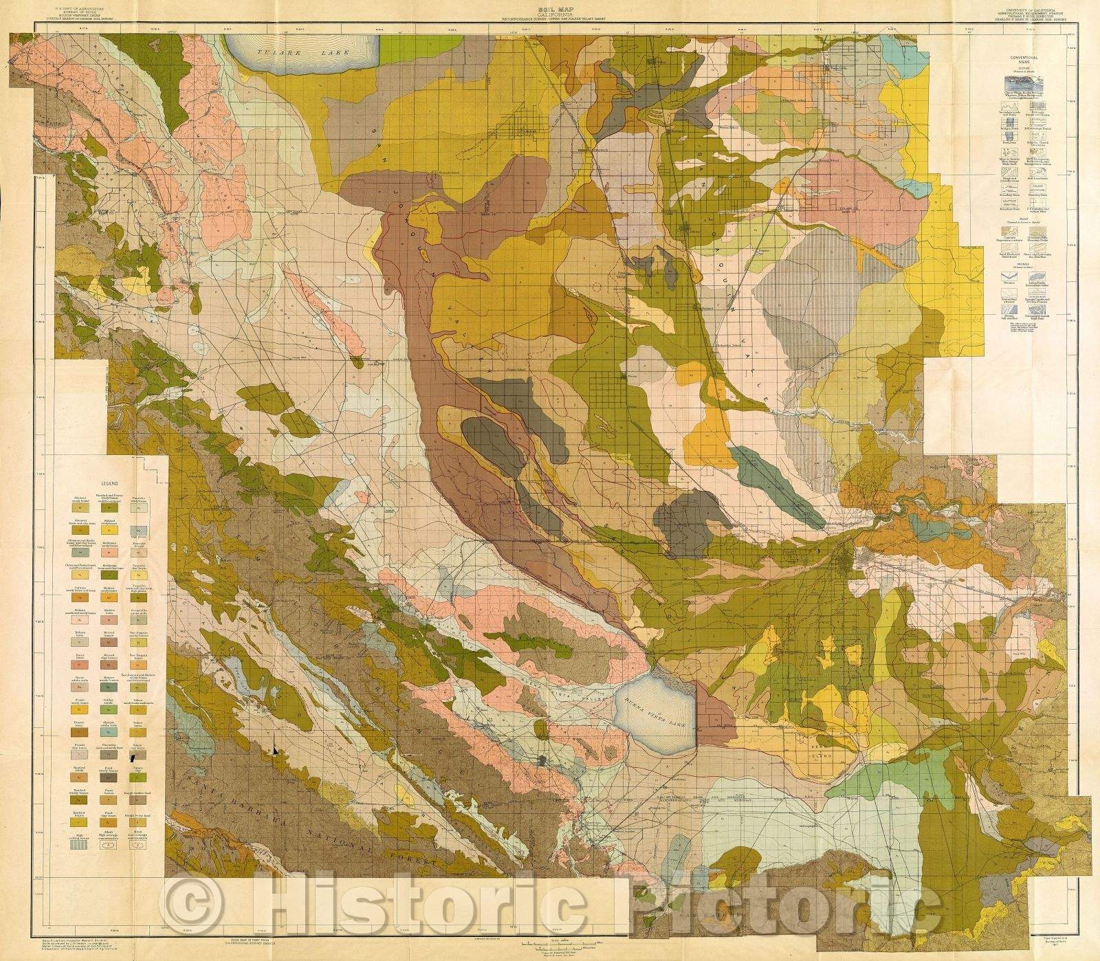 Historic Map : Soil Map California: Reconnoissance Survey, Upper San Joaquin Valley Sheet, 1917 , Vintage Wall Art