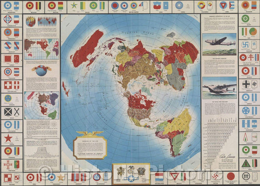 Historic Map : Global Map for Global War and Global Peace, 1943 , Vintage Wall Art