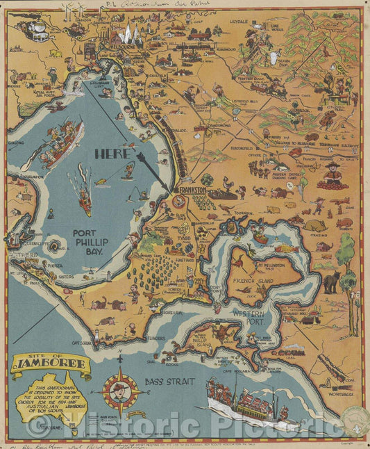 Historic Map : Site of Jamboree, 1935 , Vintage Wall Art