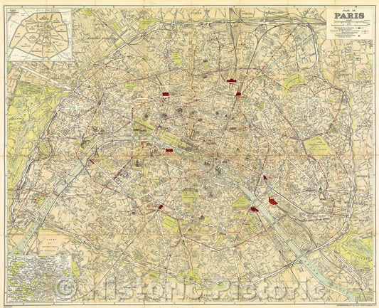 Historic Map : Plan de Paris, 1923 , Vintage Wall Art