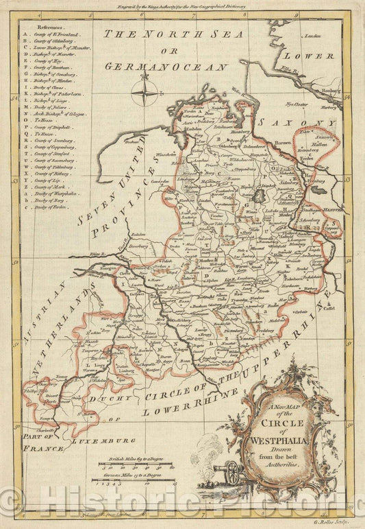 Historic Map : A New Map of the Circle of Westphalia Drawn from the best Authorities., 1760 , Vintage Wall Art