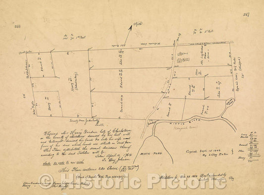 Historic Map : Plan for the division of the land of the late Henry Gardner . . . , 1858 , Vintage Wall Art