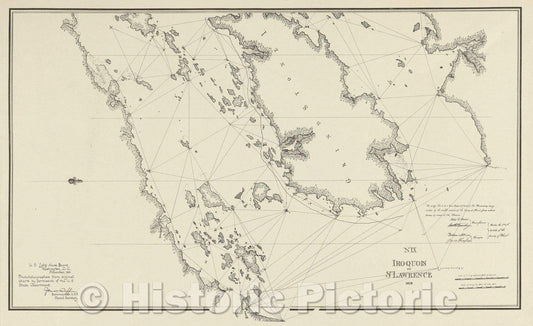 Historic Map : No.IX Iroquois or St. Lawrence 1818, 1891 , Vintage Wall Art