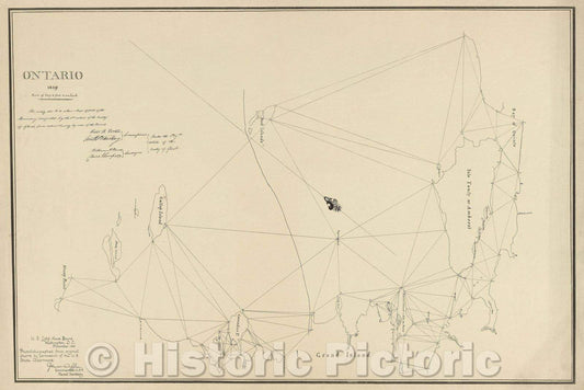 Historic Map : Ontario 1819, 1891 , Vintage Wall Art