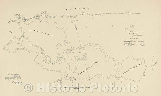 Historic Map : untitled map of St. Joseph Island, Drummond Island, Little Manitou, 1891 , Vintage Wall Art