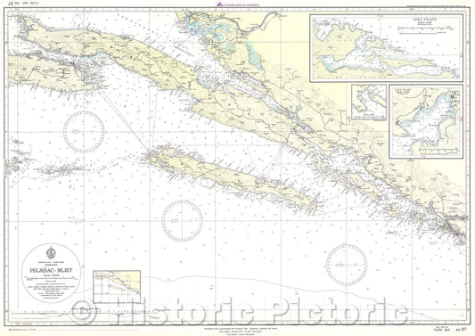 Historic Map : Peljesac-Mljet, 1989 , Vintage Wall Art