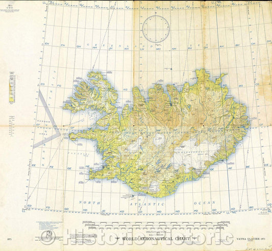 Historic Map : World aeronautical chart. Vatna Glacier, 1956 , Vintage Wall Art