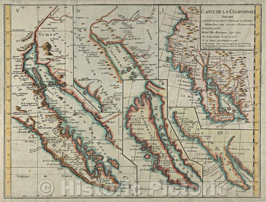 Historic Map : Carte de la Californie, 1774 , Vintage Wall Art , v3