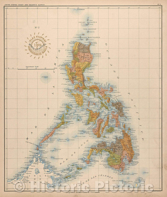 Historic Map : No. 2. Mapa General. Islas Filipinas Observatorio de Manila, 1899 , Vintage Wall Art