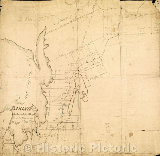 Historic Map : Plan of Baring, Late Township No. 6, 1831 , Vintage Wall Art