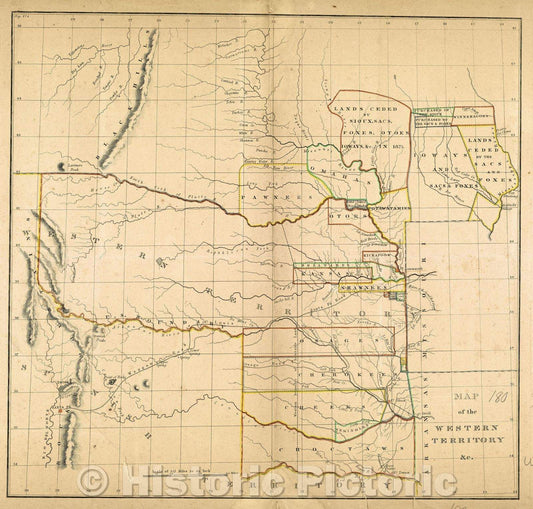 Historic Map : Map of the Western Territory andc, 1834 , Vintage Wall Art