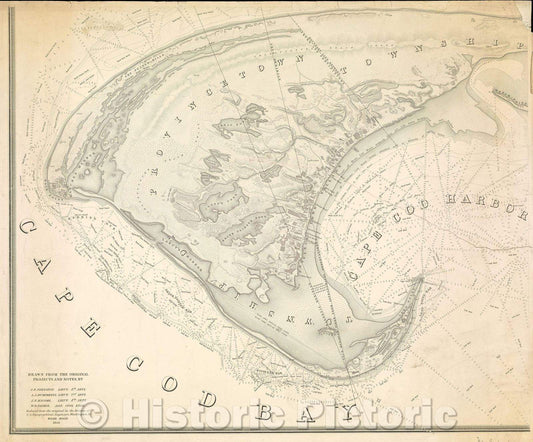 Historic Map : A map of the extremity of Cape Cod : including the townships of Provincetown and Truro, with a chart of their sea coast and of Cape Cod Harbour, 1836 , Vintage Wall Art , v2
