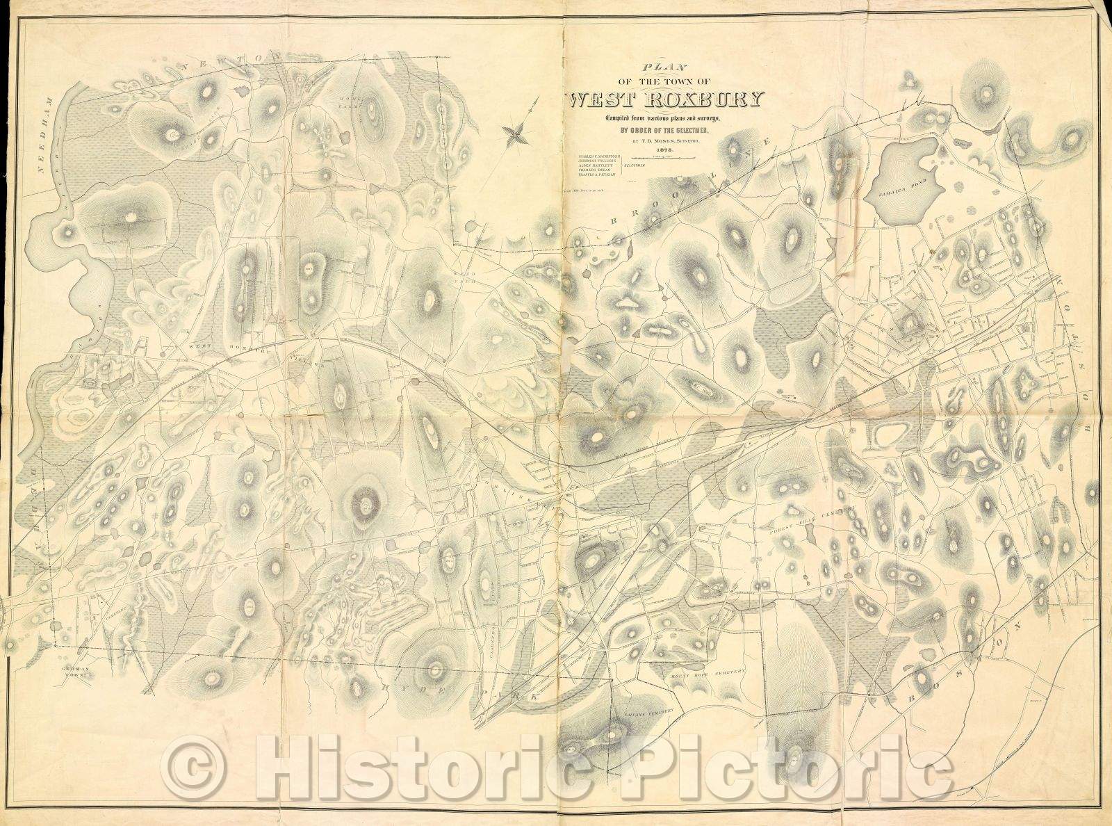 Historic Map : Plan of the town of West Roxbury : compiled from various plans and surveys, by order of the selectmen, 1873 , Vintage Wall Art