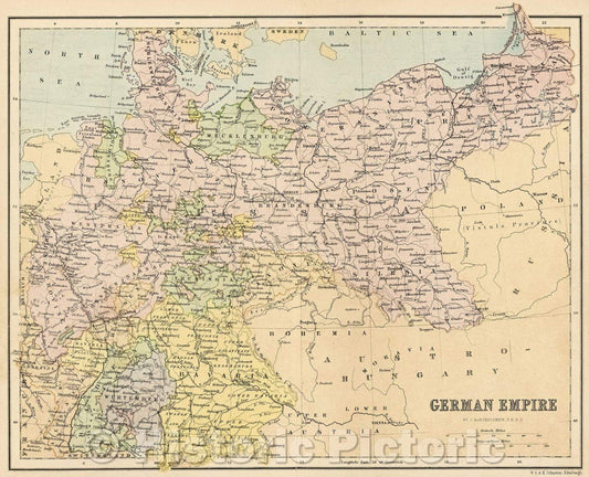 Historic Map : German Empire, c. 1882 , Vintage Wall Art