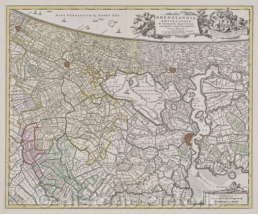Historic Map : Rhenolandia, Amstelandia Et Circumjacentia aliquot Territoria. cum Aggeribus omnibus Terminisqae suis Accurate et distincte per Nicolaum Visscher, 1720 , Vintage Wall Art