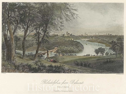 Historic Map : Philadelphia from Belmont  West Park, 1873 , Vintage Wall Art