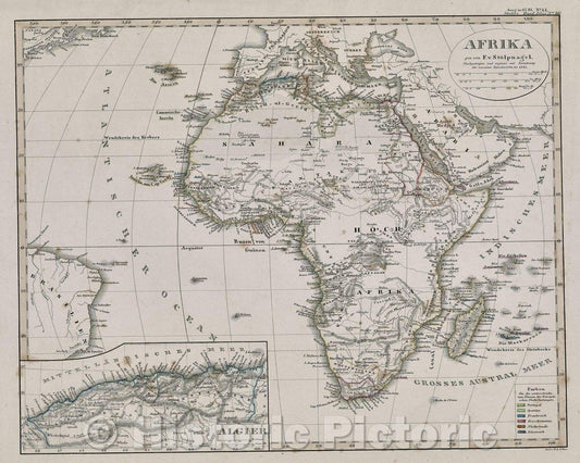 Historic Map : Afrika, 1845 , Vintage Wall Art