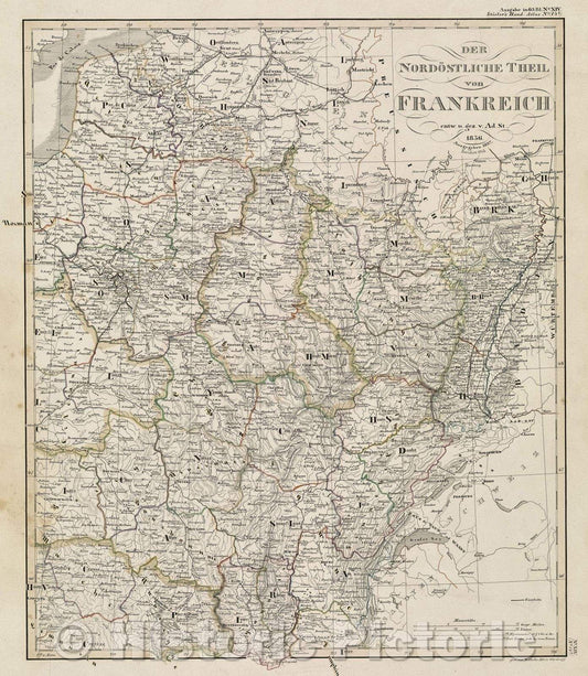 Historic Map : Der nordostliche Theil von Frankreich, 1845 , Vintage Wall Art