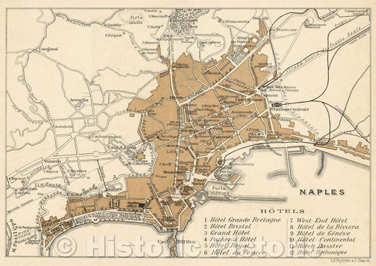 Historic Map : Naples, c. 1910 , Vintage Wall Art