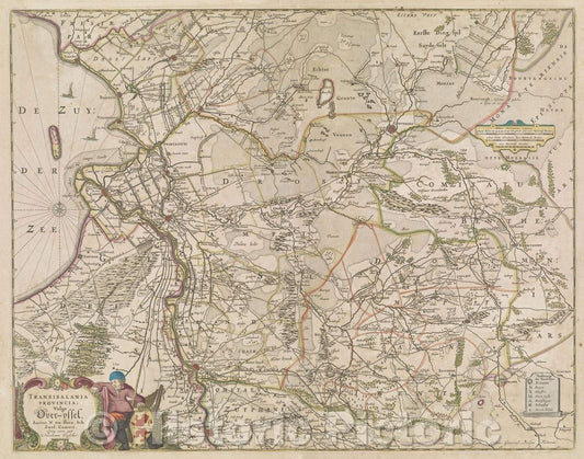Historic Map : Transisalania Provincia; Vulgo Over-Yssel., c. 1650 , Vintage Wall Art